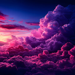Vibrant Pink And Purple Clouds At Sunset