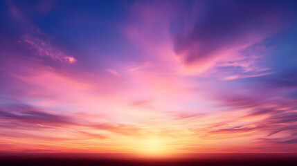 Obraz premium Vibrant Pink Purple Sunset Sky Over Ocean Horizon