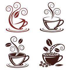 Obraz premium Coffee Set of Cup With logo Monogram Collection