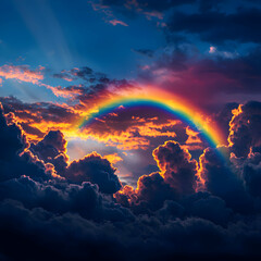 Vibrant Rainbow Sunset Over Dramatic Cloudscape