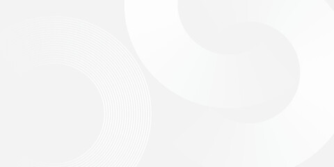 Abstract white glowing geometric lines on gray background. Modern shiny blue circle lines pattern.