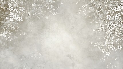 Delicate White Blossoms on a Grey Textured Background