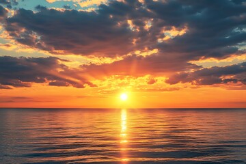 Obraz premium Beautiful sunset above the sea - Vintage filter and boost up color processing