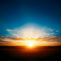 Fototapeta premium Vibrant Sunset Over a Flat Field