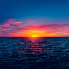 Fototapeta premium Vibrant Sunset Over Calm Ocean