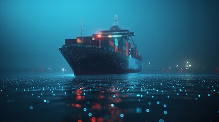 Obraz premium Futuristic Maritime Transportation Concept - Low Poly Cargo