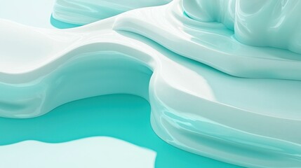 Fototapeta premium Abstract, light teal, liquid, flowing, display podium, background