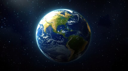 Obraz premium Globe showcasing six continents, representing global unity and earth science exploration.