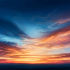 Fototapeta premium Vibrant Sunset Sky with Orange and Blue Clouds