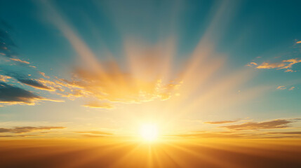 Obraz premium Vibrant Sunset Sky with Golden Rays