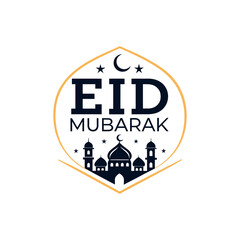  eid mubarak silhouette logo vector line art logo design