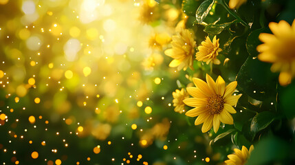 Vibrant Yellow Flowers in Sunlight