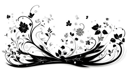 Elegant Black And White Floral Design With Butterflies