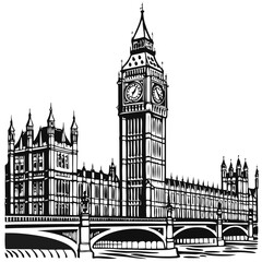 Fototapeta premium Detailed Vector Illustration of Big Ben in London, Isolated. Perfect for: New Year’s Eve, UK tourism, London events