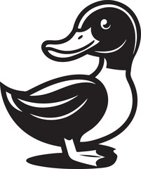 Silhouette vector of a duck standing gracefully. Perfect for wildlife designs, farm logos, nature icons, hunting themes, pond scenes, and outdoor projects.