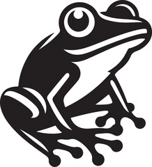 Silhouette vector of a frog sitting on a lily pad. Perfect for wildlife designs, nature logos, eco-friendly themes, amphibian icons, and environmental projects.