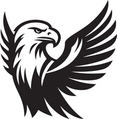 Silhouette vector of an eagle soaring with wings spread wide. Perfect for wildlife designs, logos, patriotic themes, nature icons, and bird-themed projects.