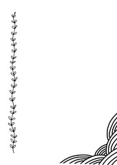 Black and white background with floral elements