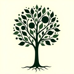 Obraz premium Elegant Abstract Tree with Leaves and Circular Elements