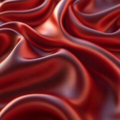 Obraz premium Luxurious Red Silk Fabric: Draped Texture, Smooth Surface, Rich Color, Elegant Waves, Shimmering Sheen, Soft and Flowing, Deep Crimson Hues, High-Quality Material, Upscale Textile, Abstract Backgroun