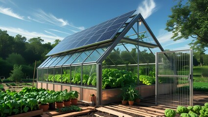 Solar-Powered Greenhouse for Sustainable Vegetable Cultivation with Mounted Photovoltaic Panels