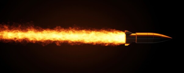 Fiery Bullet Trajectory: A 3D Render of a Bullet in Flight