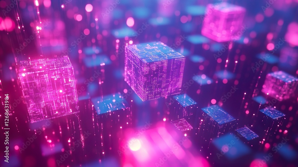 Wall mural glowing digital symbols in abstract form, representing the essence of modern coding and technology.