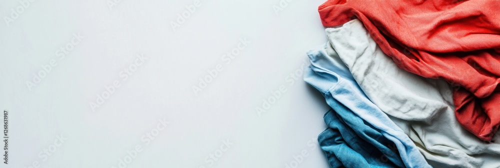 Poster Comparison of dirty and freshly laundered clothes on a clean surface with space for additional text. Generative AI