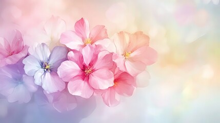 Soft watercolor flowers in pastel hues, evoking gentle beauty and serenity.