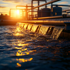 Water Treatment Plant at Sunset
