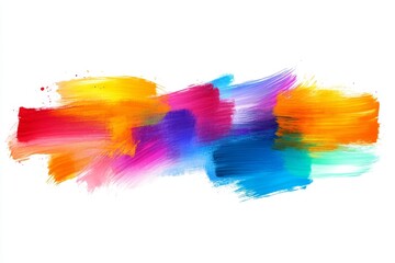 Colorful paint strokes banner, white background, design element