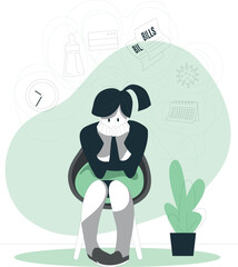 Stress Semi Flat Illustrations