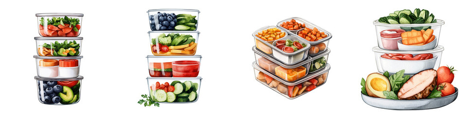 Colorful Meal Prep Containers with Fresh Fruits and Vegetables