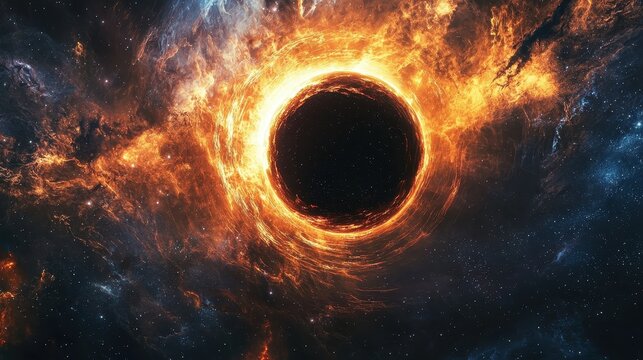Cosmic black hole event outer space digital art nebula environment wide-angle view astronomical concepts