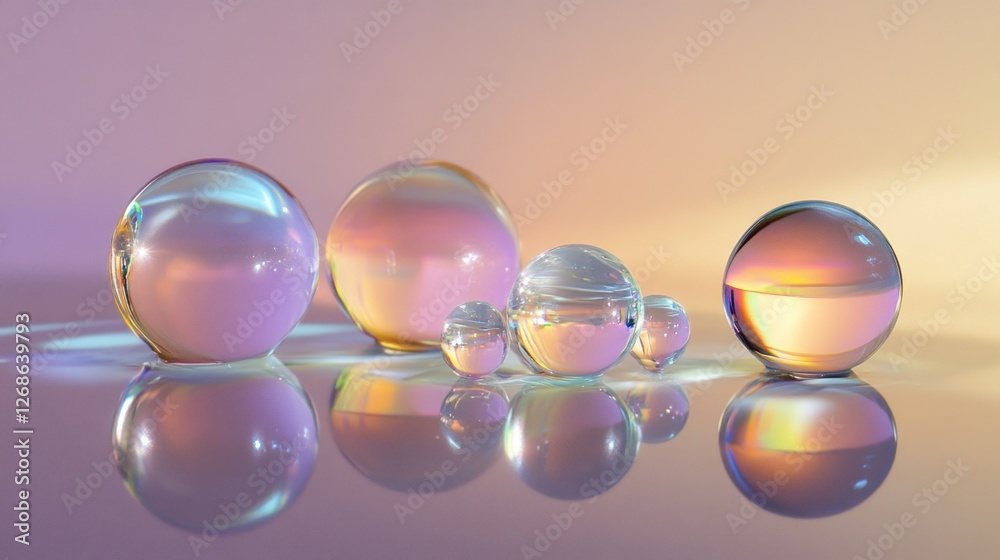 Poster radiant water droplets form a mesmerizing pattern on a sleek surface, catching soft light and creati