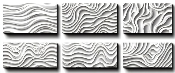 Abstract White Wave Pattern Design Background Textures Set for Modern Wallpaper