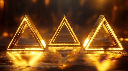 3D Golden Triangle - Cartoon Style Illustration

