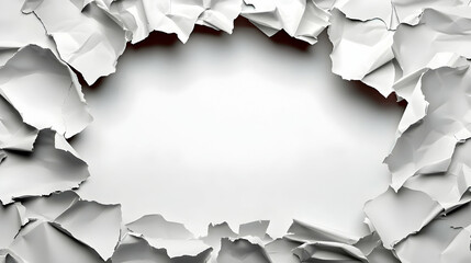 White Torn Paper Frame Background