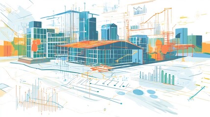 Obraz premium Abstract design of key performance indicator real estate development emphasizing profitability timeline safety ar 169 no logo v 61 darya relaxed Create explore organize