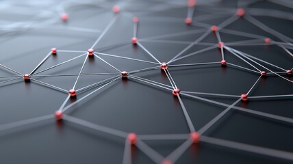 Abstract digital network background with connected nodes and lines on dark surface, symbolizing data communication.