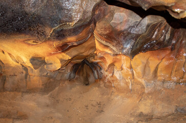 Colorful cave formations. The Ohio Caverns in West Liberty, Ohio USA.