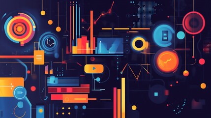 Abstract design showcasing key element of digital marketing campaign focusing automation segmentation analytics ar 169 no logo v 61 darya relaxed Create explore organize