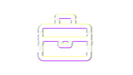 Icon briefcase is distorted. Glitch. Noise, chromatic aberration, geometric distortion