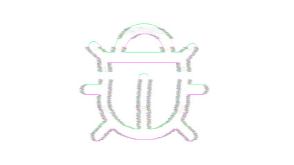 Icon bug is distorted. Glitch. Noise, chromatic aberration, geometric distortion