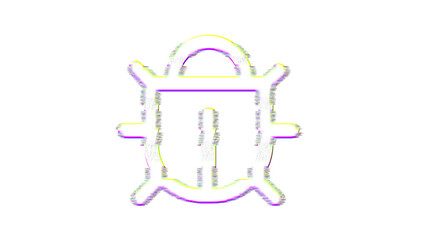 Icon bug is distorted. Glitch. Noise, chromatic aberration, geometric distortion