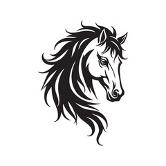 Stylized Horse Head Silhouette Vector Art Design