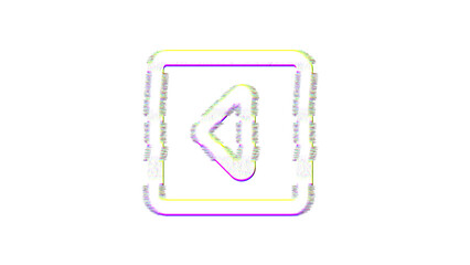 Icon caret square left is distorted. Glitch. Noise, chromatic aberration, geometric distortion