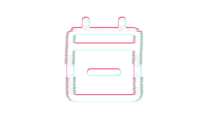 Icon calendar minus is distorted. Glitch. Noise, chromatic aberration, geometric distortion