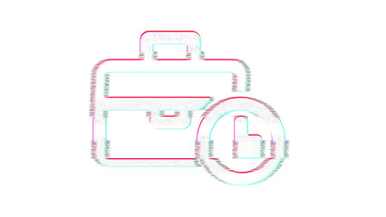 Icon business time is distorted. Glitch. Noise, chromatic aberration, geometric distortion