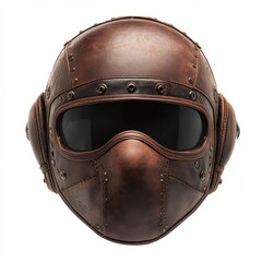 Brown motorcycle helmet isolated on a white background showcasing its design and features for safety equipment